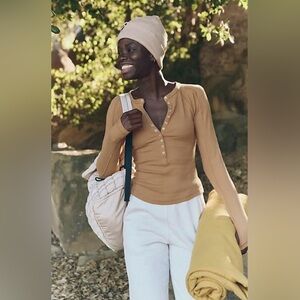 Tan Long Sleeve Henley Top